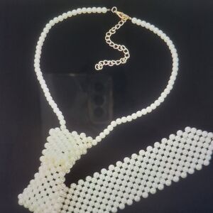 Pearl Beaded Choker Necklace - White